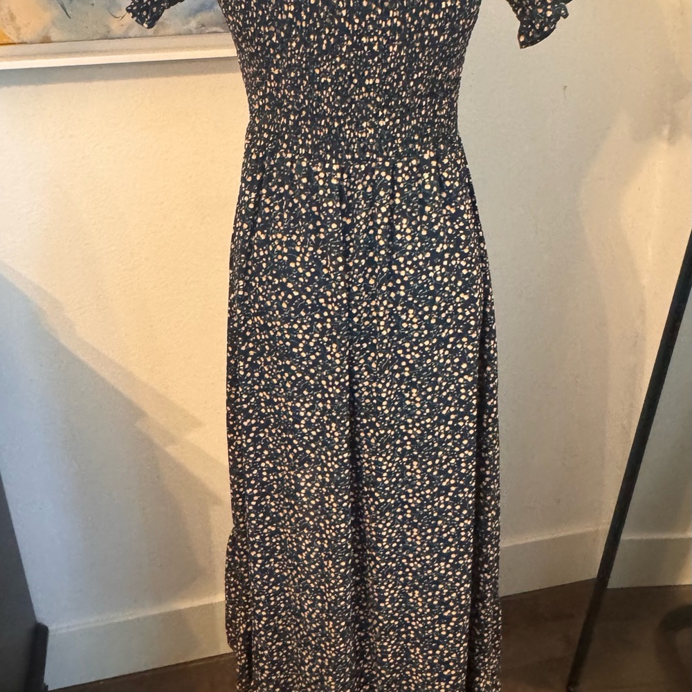Mi Ami Navy Floral Off-Shoulder Maxi Dress Large - Picture 3 of 6